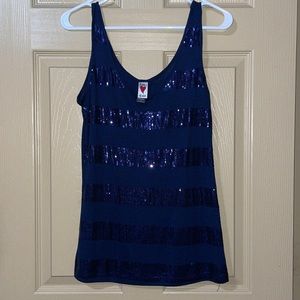 Dark blue shiny tank top